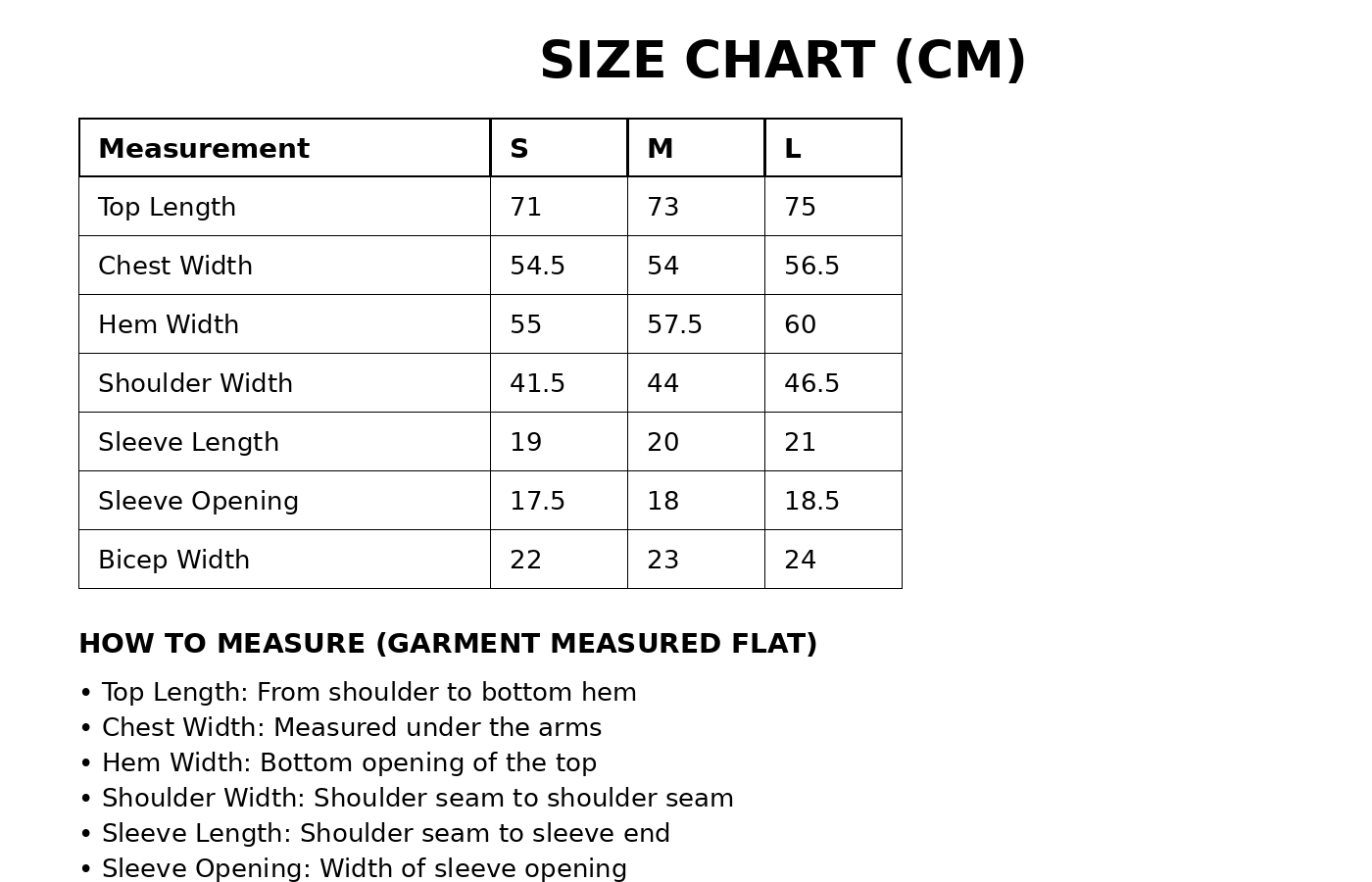 Size Chart